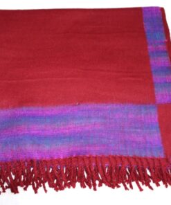 100% Yak Wool Handloom Blanket, Maroon Red Color - Image 3