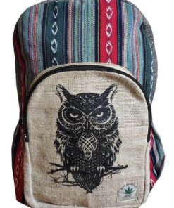 owl printed hemp bag