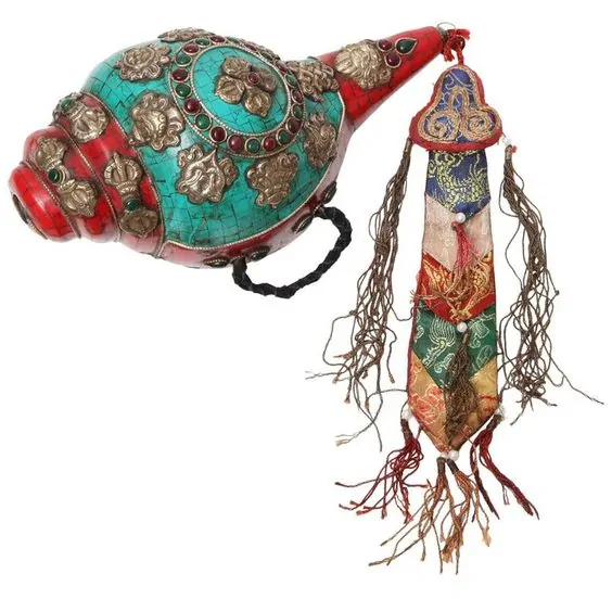 tibetan conch shell buddhist ritual items
