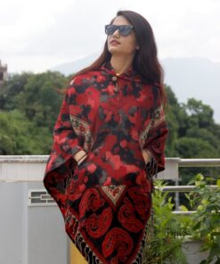 paisley pattern woolen poncho