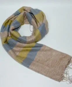 Yak Wool Shawl Stripe Beige Yellow Color