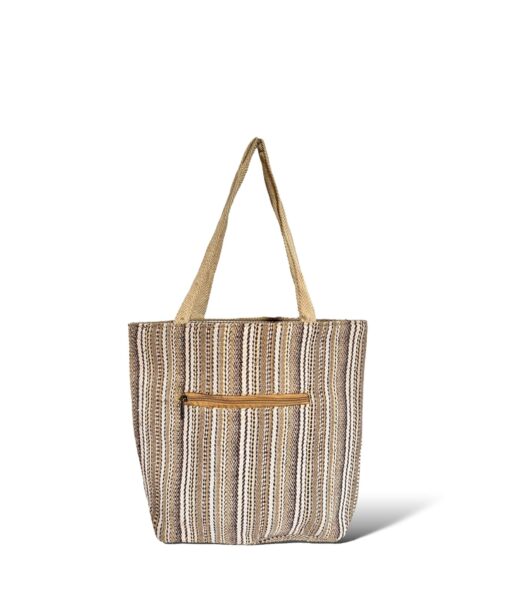 Ecofriendly Striped Handbags with zipper pocket at backside