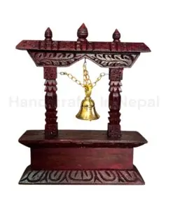Nepali Wooden Temple Shrine with Brass Bell Token of Love