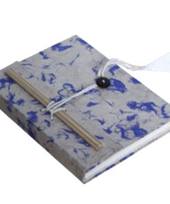Blue vintage velvet lokta paper notebook 14 x11 cm
